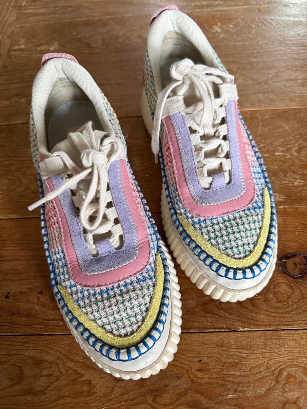 Dolce Vita Pastel Multi-Color Woven Lace-Up Sneakers